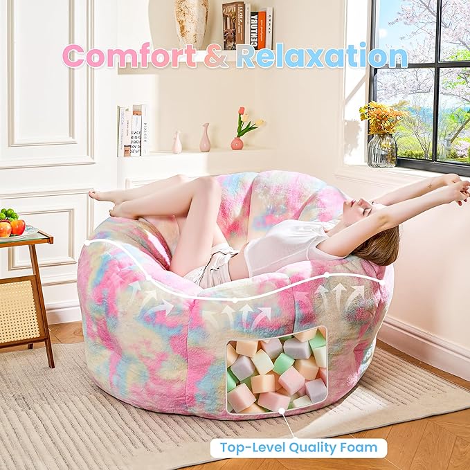 Giant Bean Bag Chair, Faux Fur Adult Chair - Image 6