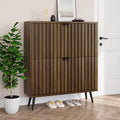 Smuxee Shoe Cabinet with 2 Flip Drawers, 31.5" Walnut Hidden Shoe Storage by Smuxee