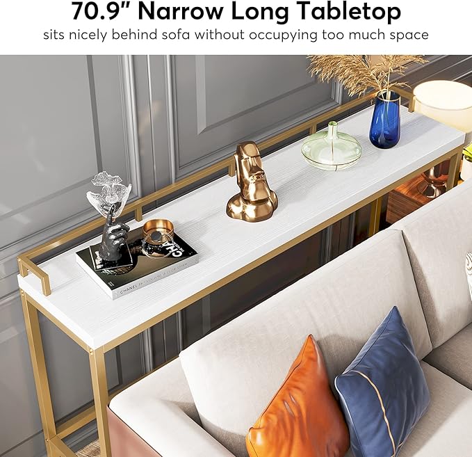 Tribesigns 70.9 inch Extra Long Sofa Table, Narrow Console Table Behind Couch - Image 6