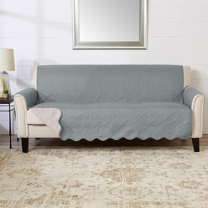 Medallion Stitched Solid Furniture Protector Stain Resistant Durable Furniture by GreatBayHome