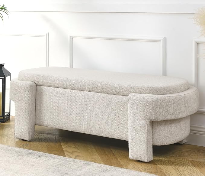 KEIKI 51" Linen Ottoman Bench by Unknown