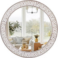 Mirror Round Wood 36 Inch Farmhouse Wood Frame Round Mirror Rustic Large by FuxuiwyRoundWallMirror