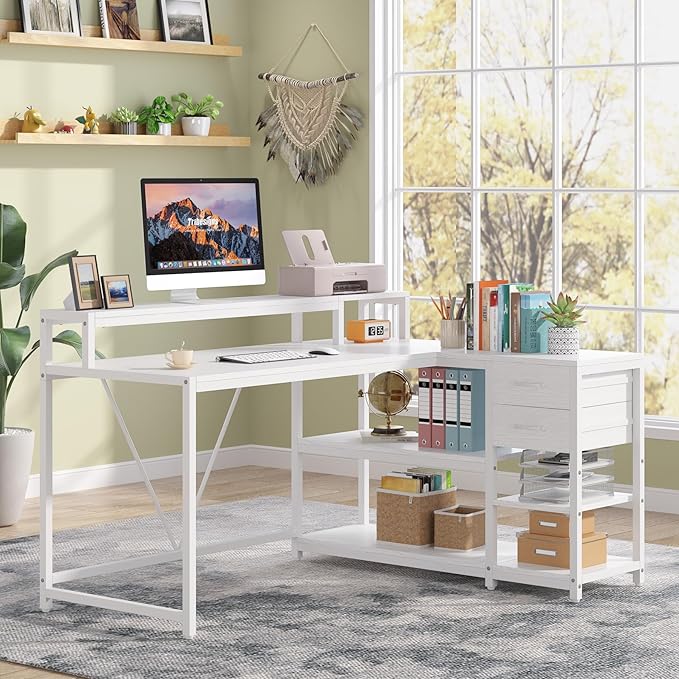 Tribesigns 55-inches Reversible L Shaped Desk - Image 6