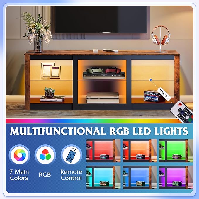 WLIVE LED TV Stand for 65 Inch TV, Modern Entertainment Center - Image 4
