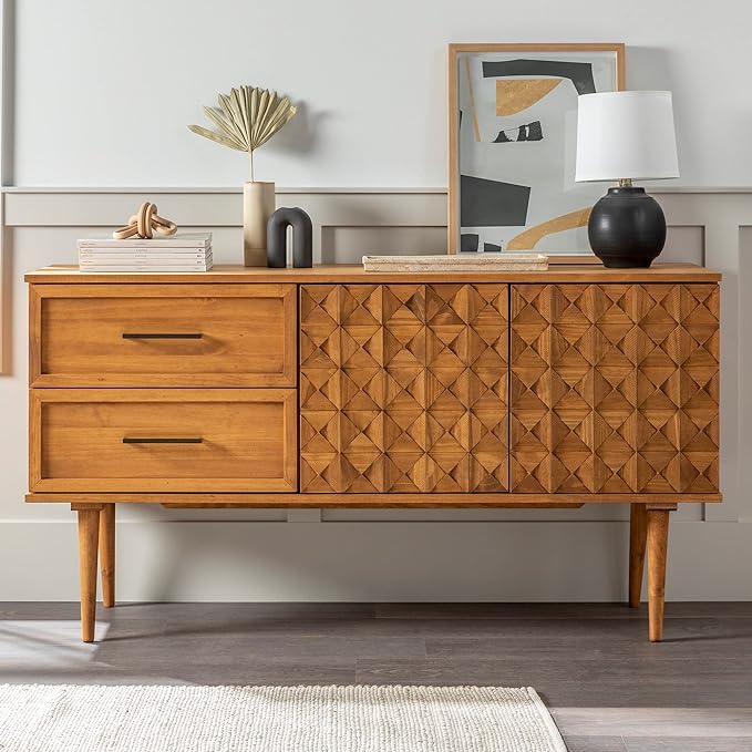 Walker Edison Deluca Boho Solid Wood 2 Door Sideboard - Image 2