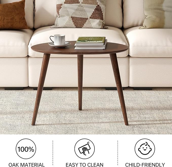 Small Oval Coffee Table, 25.6'' Small Mid Century Modern End Table - Image 6