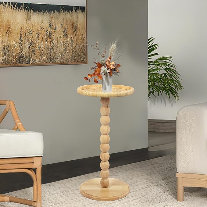 Round Side Table, Solid Wood Small Drink Table - Image 3