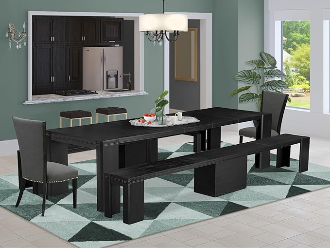 X02VE-206-50 - 5-pc Dining Room Table Set a Rectangular Dining Table and 2 by LuxebyEastWestFurniture