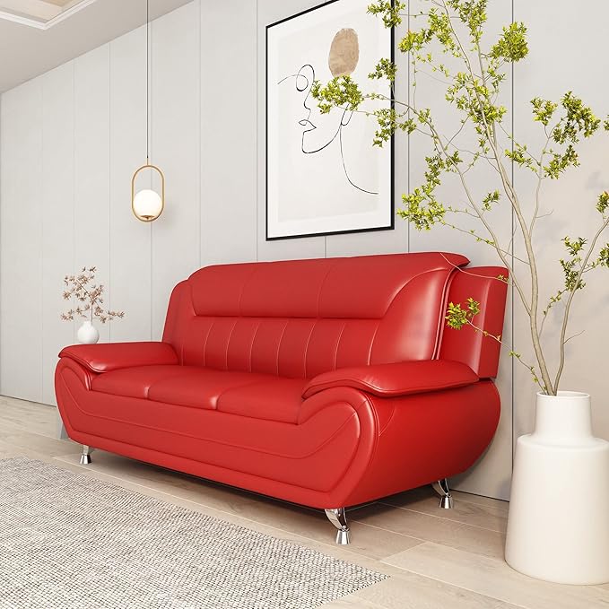 Container Furniture Direct Michael Modern Faux Leather Upholstered Stainless - Image 13