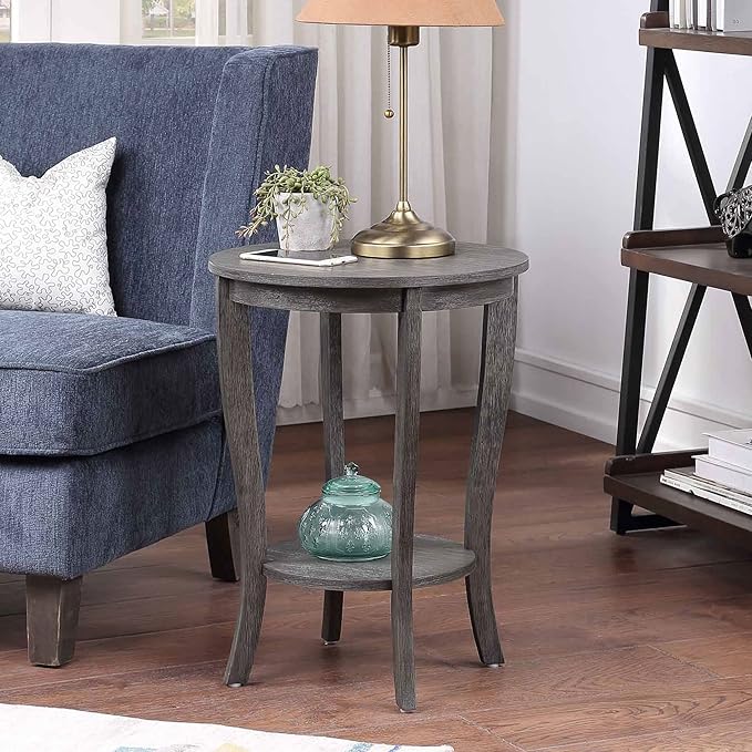 Convenience Concepts American Heritage Round End Table, Dark Gray Wirebrush - Image 2