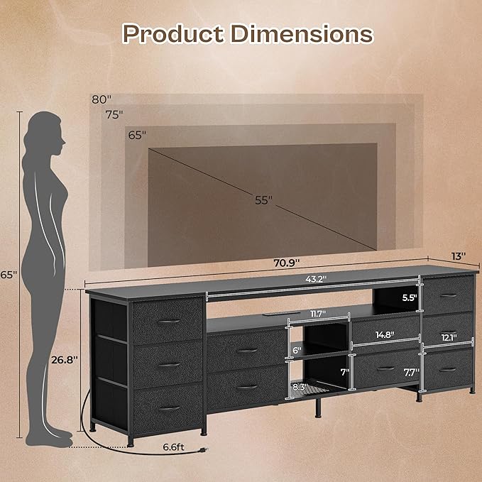 Huuger 70.9 Inch LED TV Stand Dresser - Image 3