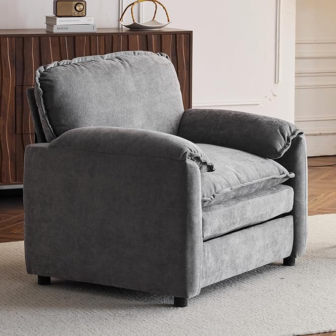 Ball & Cast 38" Oversized Chenille Lounge Chair, Reading Armchair - Image 5