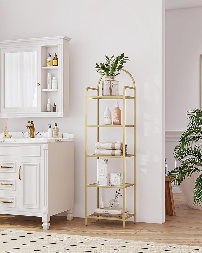 Bookcase Bookshelf, Tempered Glass Bookshelves, Slim Shelving Unit - Image 8