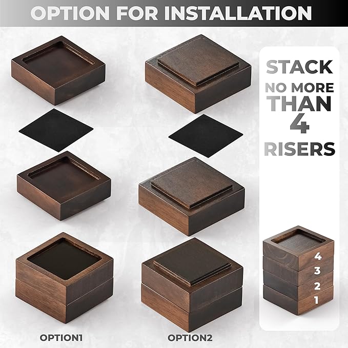 FASONLA Bed Risers, Furniture Risers Lifts Height 1", Solid Natural Wood Risers - Image 3