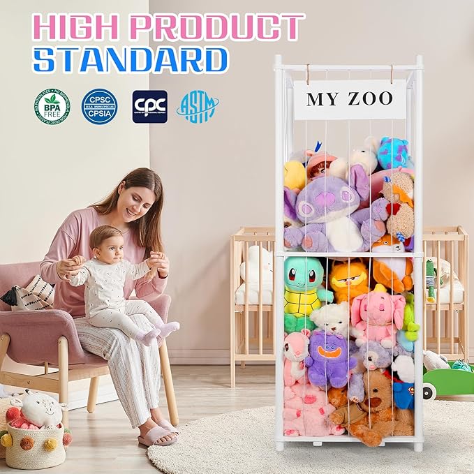 Stuffed Animal Storage Zoo, Wooden Stuffed Animal Organizer - Image 3