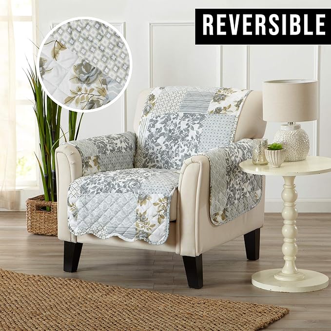Patchwork Scalloped Printed Furniture Protector Stain Resistant Chair Cover - Image 5