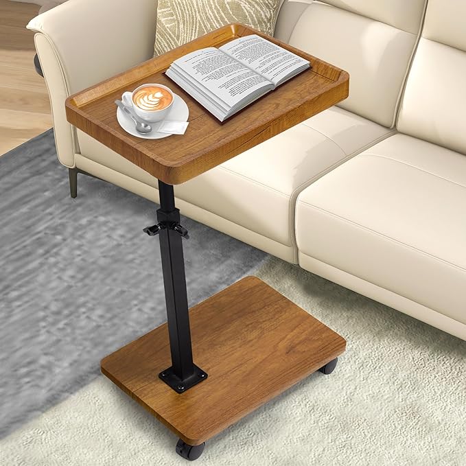 Aoligrace C Shaped End Table Adjustable Height, 360° Swivel Side Table by Aoligrace