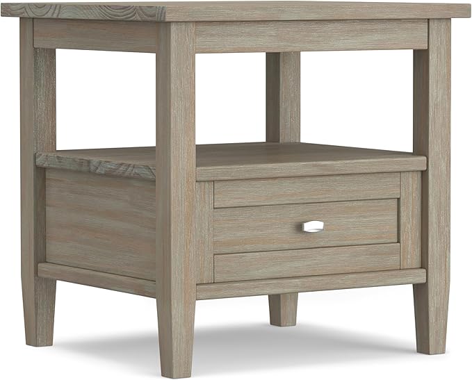 SIMPLIHOME Warm Shaker SOLID WOOD 20 inch Wide Rectangle Transitional End Side by SimpliHome