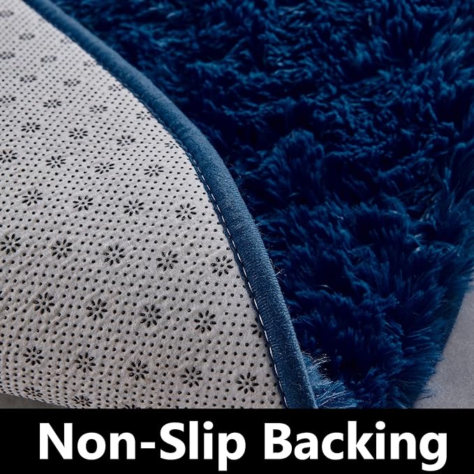 FJZFING Navy Blue Round Rug Ultra-Soft Plush Modern 5x5 Circle Area Rug - Image 5