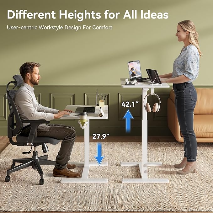 Gas Spring Adjustable Height Rolling Portable Laptop Desk, Mobile Standing Desk - Image 3