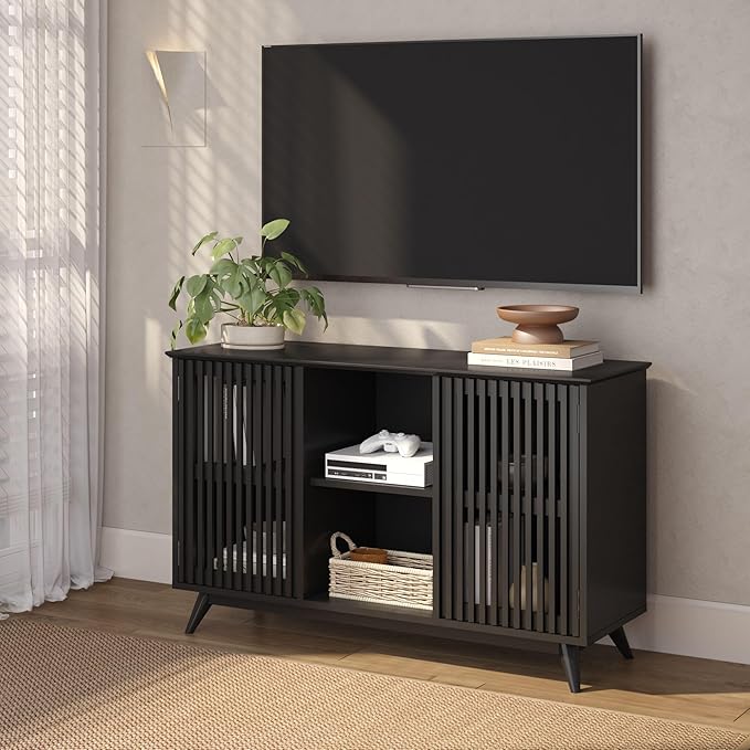 Plank+Beam Mid-Century Modern Wood TV Stand, Solid Wood Entertainment Console - Image 9