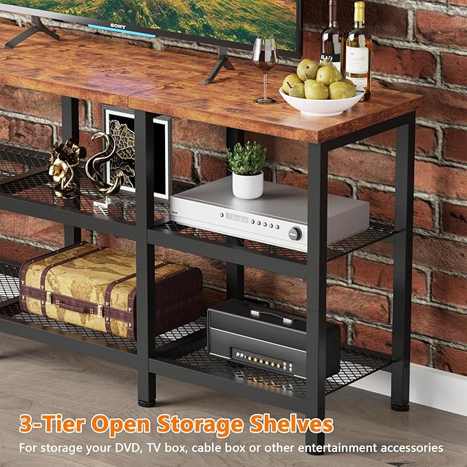 Furologee TV Stand with Power Outlets, Small Entertainment Center with Open - Image 7