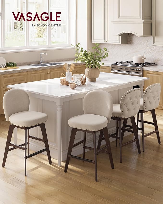 VASAGLE Bar Stools Set of 2, Swivel Counter Height Bar Stools - Image 3
