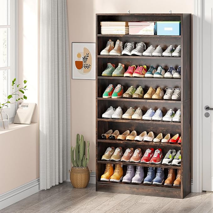 Tribesigns Tall Shoe Cabinet, 9 Tiers 40-45 Pairs Heavy Duty Wood Freestanding by Tribesigns