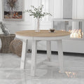 Farmhouse Round Dining Table for 4, Extendable Circle to Oval Wooden Tabletop by Unknown