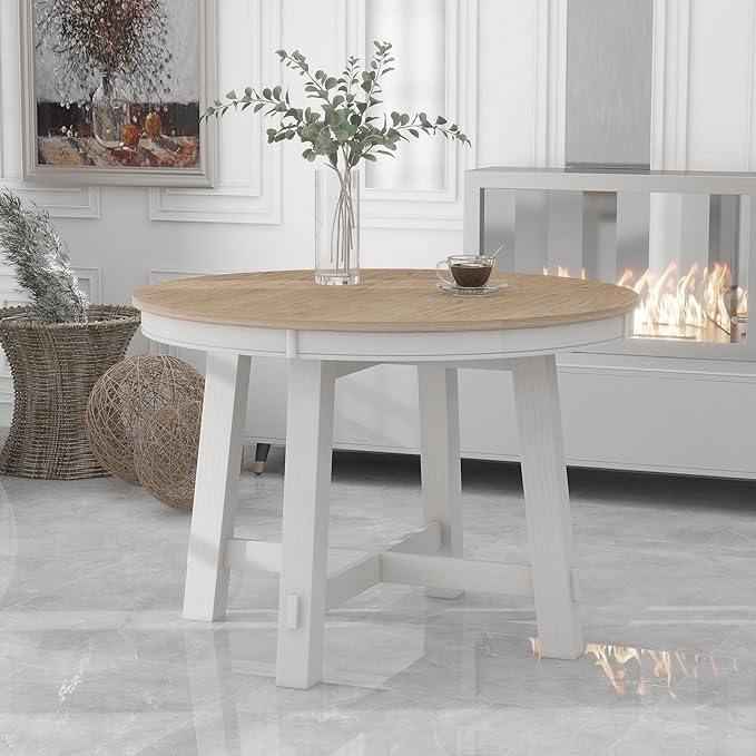 Farmhouse Style Expandable Round to Oval Dining Table - Image 3