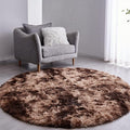 FJZFING Tie-Dyed Coffee Round Rug Ultra-Soft Plush Modern 7x7 Circle Area Rug by FJZFING