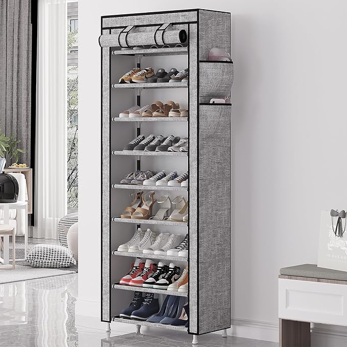 Calmootey 9 Tier Shoe Rack Organizer, Portable Shoe Shelf - Image 2