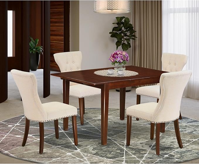 East West Furniture MLGA5-MAH-32 5 Piece Modern Dining Table Set Includes a - Image 2