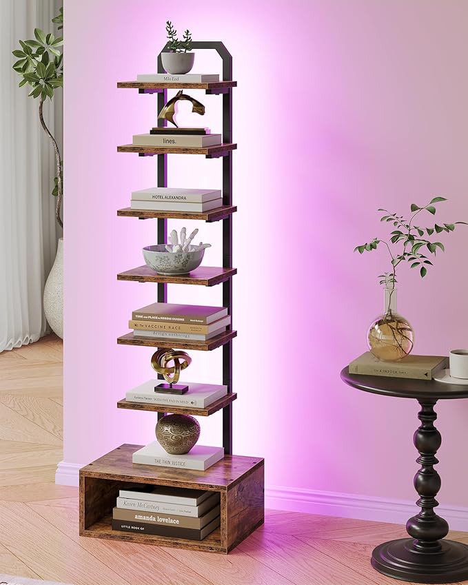 8-Tier Bookshelf, LED Bookcase by Choezon