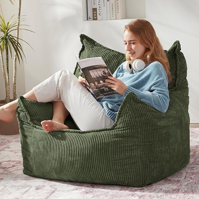 Giant Bean Bag Chair Sofa for Adults Teens, Comfy Corduroy Large Bean Bag Chairs by Ebenchico