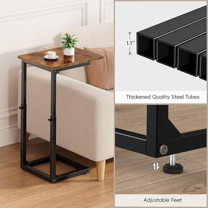 Vagusicc C Shaped End Table, Sofa Table That Slide Under, C Table End Table TV - Image 8