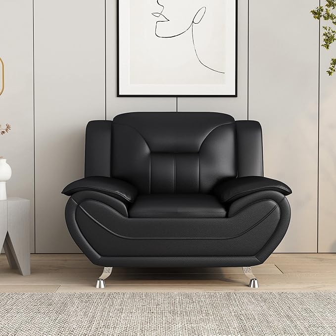 Container Furniture Direct Michael Modern Faux Leather Upholstered Stainless - Image 9