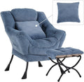 Lazy Chair with Ottoman, Comfy Reading Lounge Chair with Footstool & Throw by YOTATING