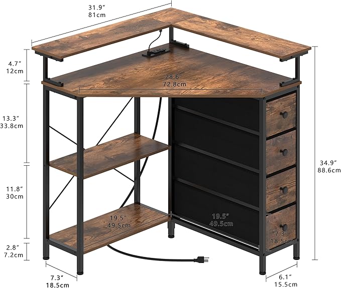 Corner Desk with Drawers Shelves - Image 3