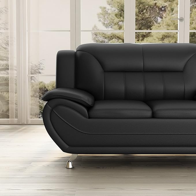 Container Furniture Direct Michael Modern Faux Leather Upholstered Stainless - Image 10