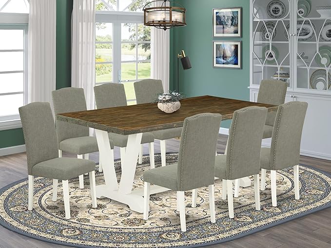 East West Furniture V077EN206-9 9 Piece Modern Dining Table Set Includes a - Image 2