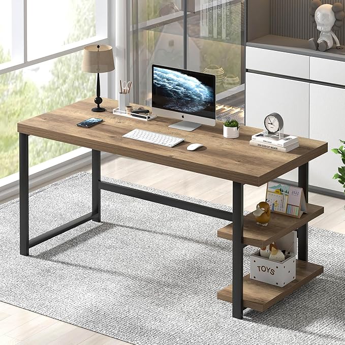 FOLUBAN 60 Inch Home Office Desk, Large Computer Desk by FOLUBAN