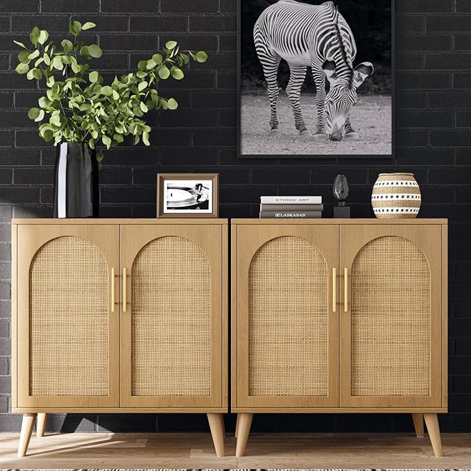 Rovaurx Set of 2 Rattan Storage Cabinet - Image 9
