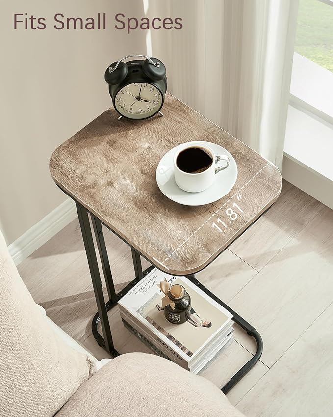 C Shaped End Table, 27 Inches High Small Side Table - Image 5