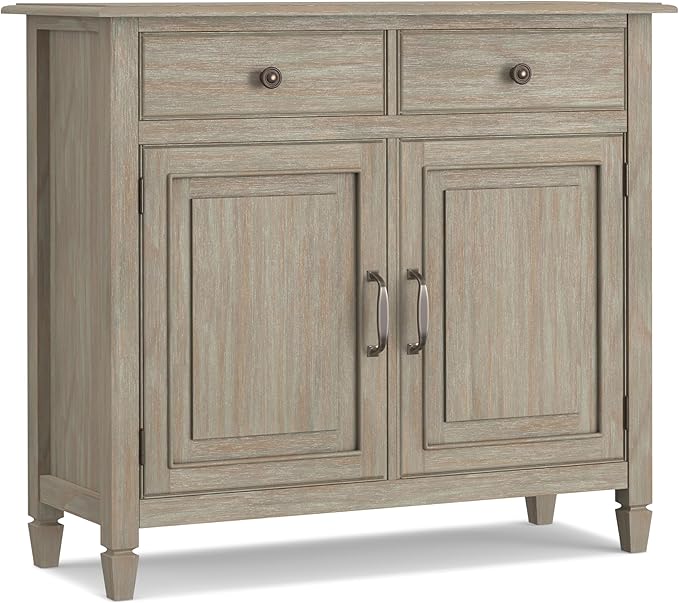 SIMPLIHOME Connaught 40-inch Wide Solid Wood Storage Cabinet in Distressed Grey by SimpliHome