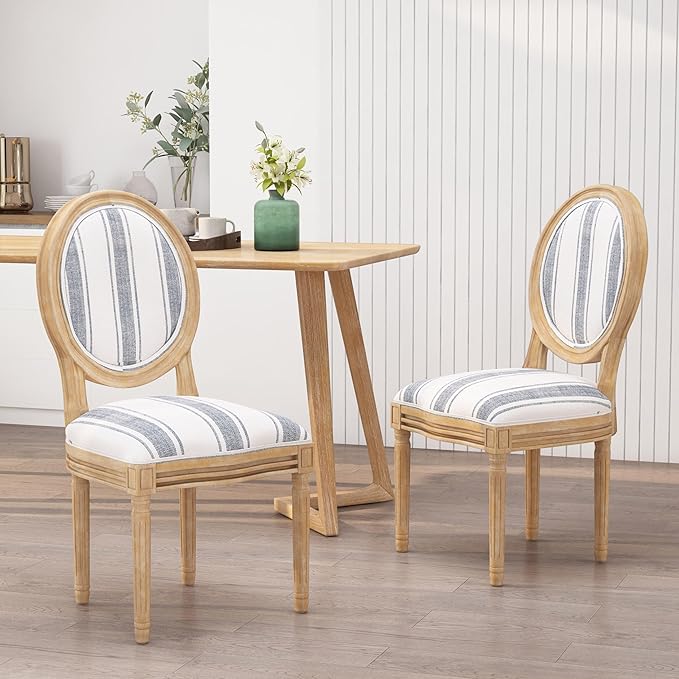 Christopher Knight Home Phinnaeus Dining Chair Set, Rubberwood, Dark Blue Line - Image 2