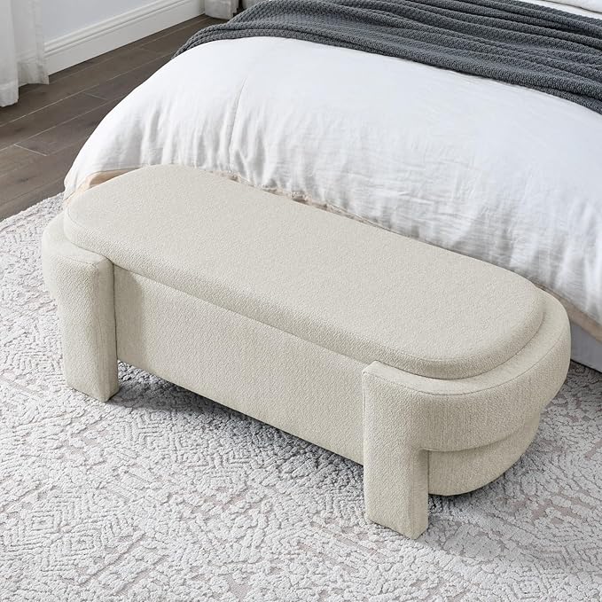 KEIKI 51" Linen Ottoman Bench - Image 4
