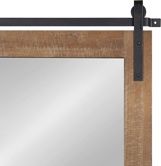 Kate and Laurel Cates Farmhouse Wood Framed Wall Mirror, 24 x 38, Rustic Brown - Image 4