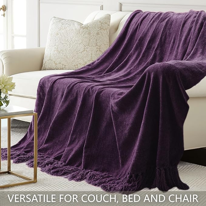 Chenille Throw Blanket for Couch 50"X 60", Soft Cozy Throws - Image 4
