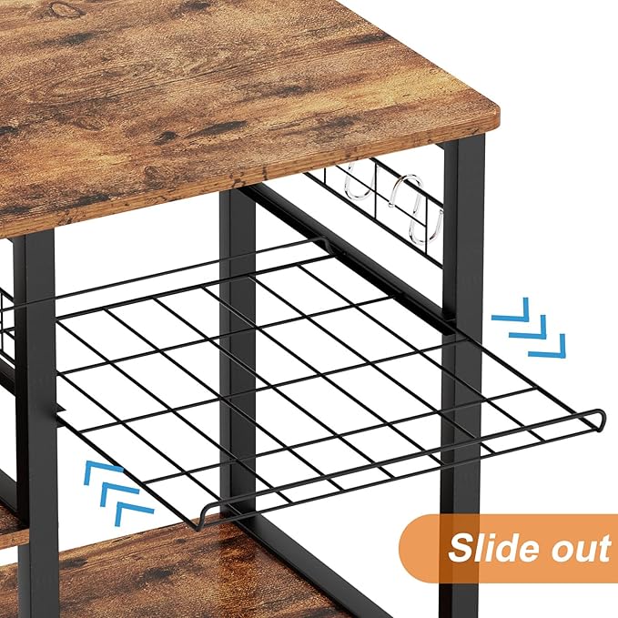 soges 3-Tier Kitchen Baker's Rack Utility Microwave Oven Stand Storage Cart - Image 6